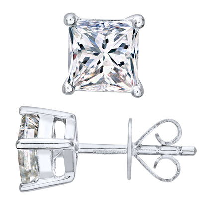 Platinum  Princess 1ct Diamond Solitaire Stud Earrings - PE0AXL4423PTJPK