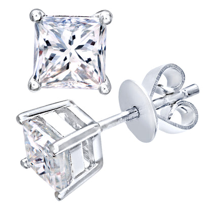 Platinum  Princess 1ct Diamond Solitaire Stud Earrings - PE0AXL4423PTJPK