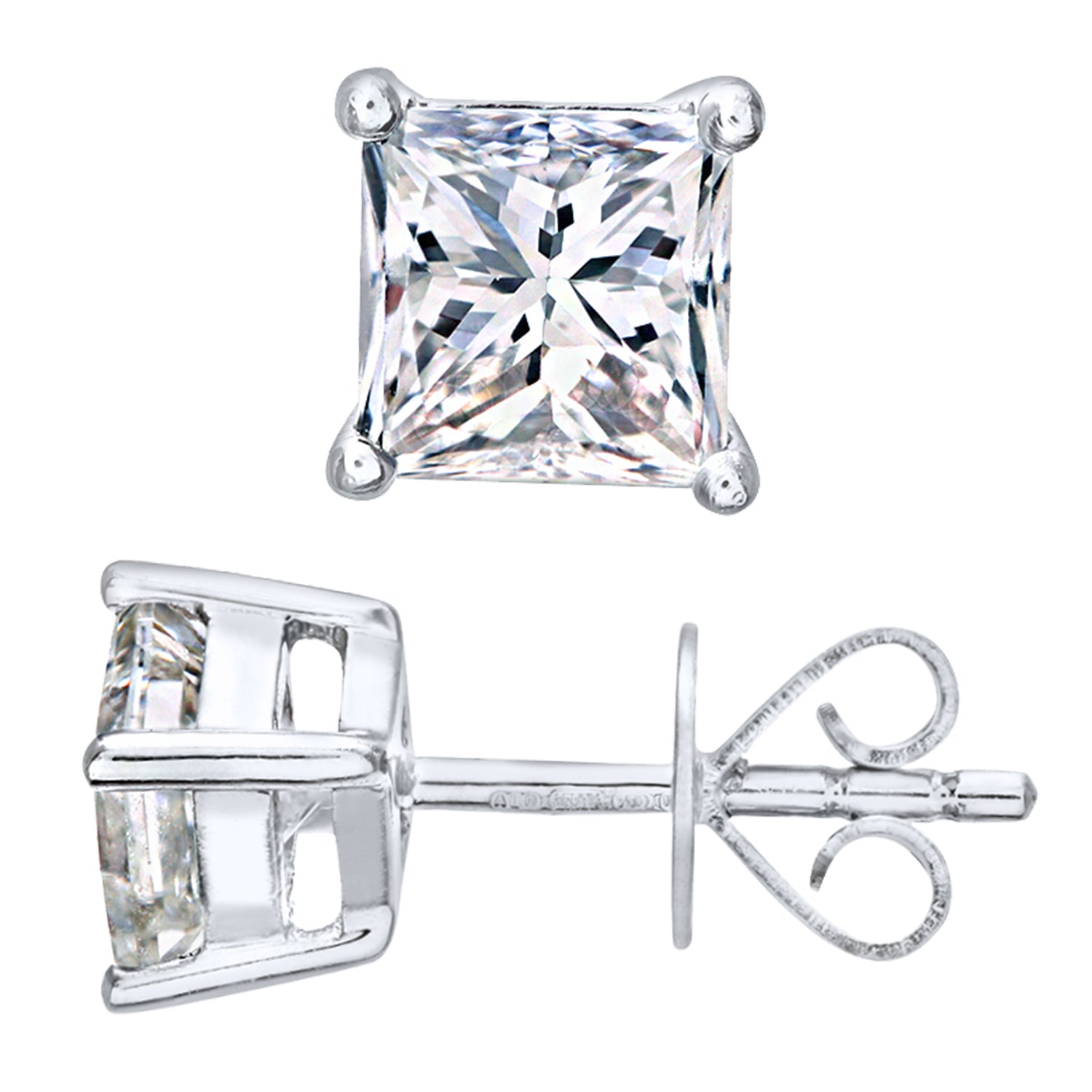 Platinum  Princess 1ct Diamond Solitaire Stud Earrings - PE0AXL4423PTJSI