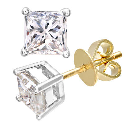 18ct Gold  Princess 1ct Diamond Solitaire Stud Earrings - PE0AXL4423Y18JSI