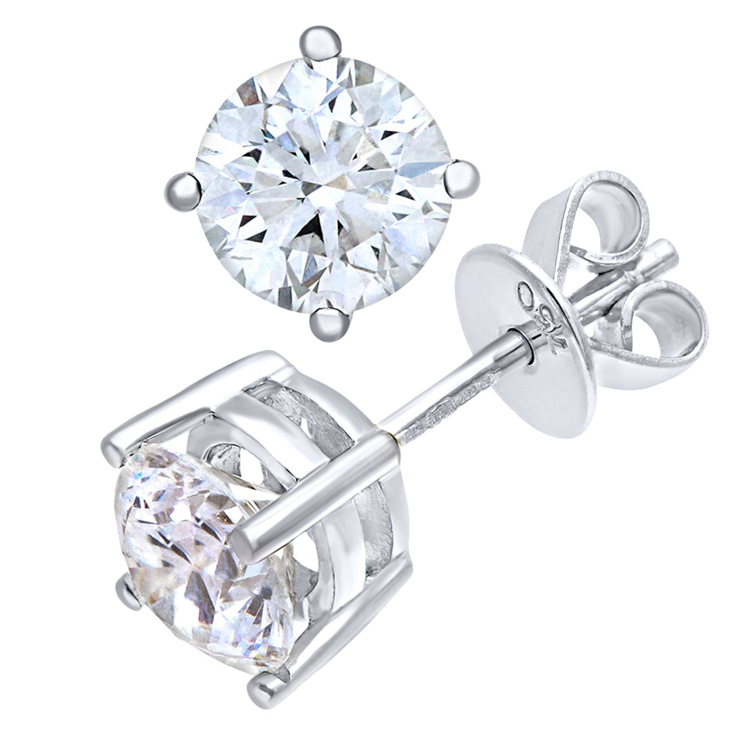 Platinum  Round 1.5ct Diamond Solitaire Stud Earrings - PE0AXL4557PTJPK