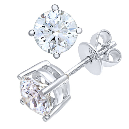 Platinum  Round 1.5ct Diamond Solitaire Stud Earrings - PE0AXL4557PTJPK