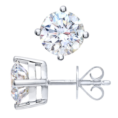 Platinum  Round 2ct Diamond Solitaire Stud Earrings - PE0AXL4558PTJPK