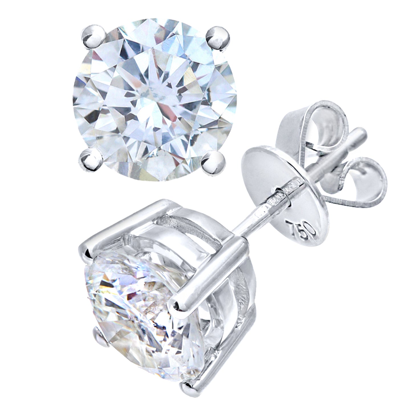 Platinum  Round 2ct Diamond Solitaire Stud Earrings - PE0AXL4558PTJPK