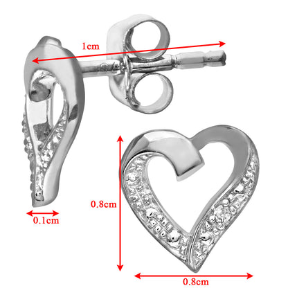 9ct White Gold  Round 1pts Diamond Heart Stud Earrings - PE0AXL4605W
