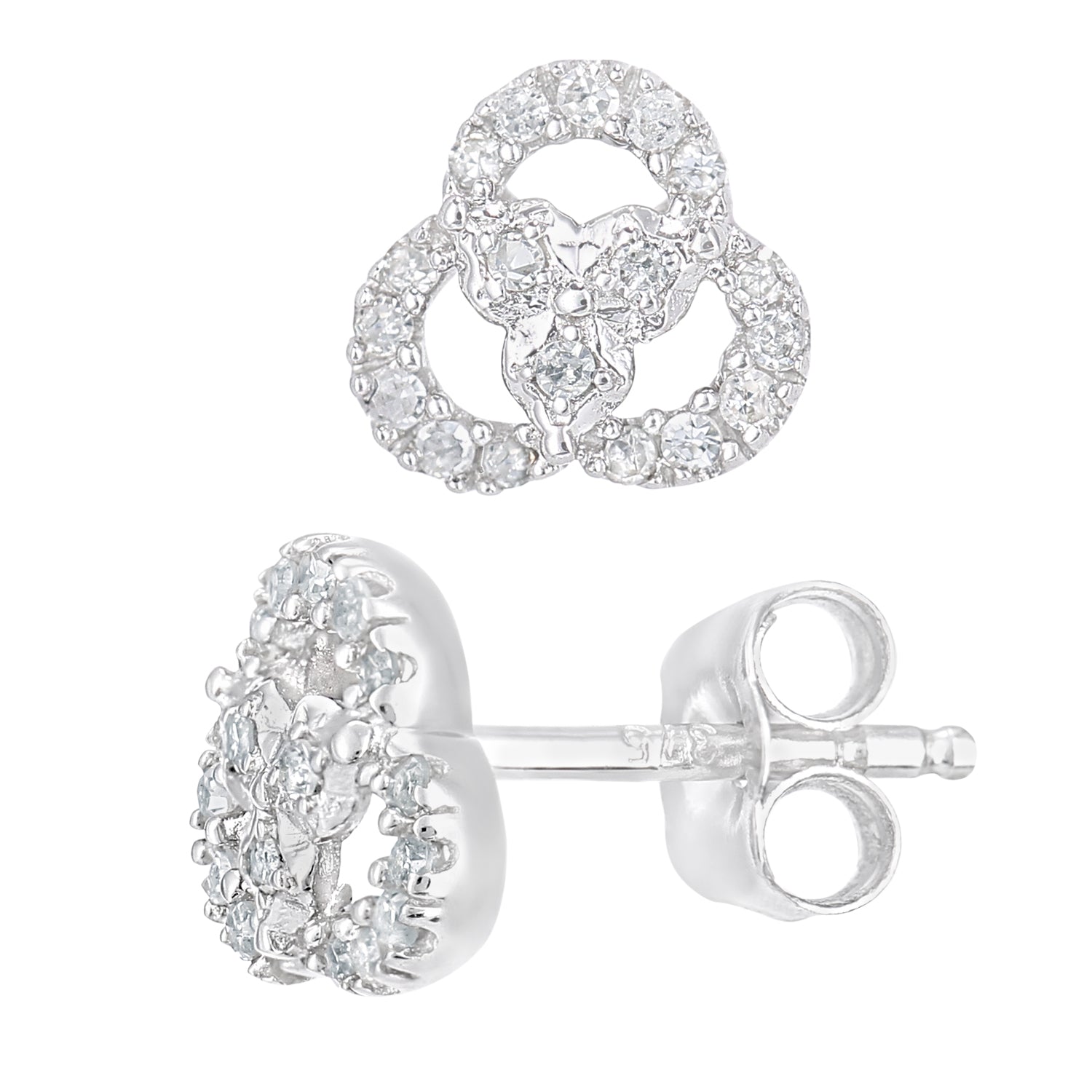 9ct White Gold  Diamond Twisted Pretzel Trilogy Stud Earrings - PE0AXL5541W