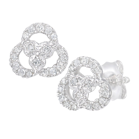 9ct White Gold  Diamond Twisted Pretzel Trilogy Stud Earrings - PE0AXL5541W