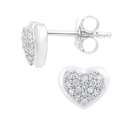 9ct White Gold  Round 14pts Diamond Heart Stud Earrings - PE0AXL5542W
