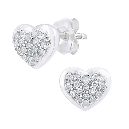 9ct White Gold  Round 14pts Diamond Heart Stud Earrings - PE0AXL5542W