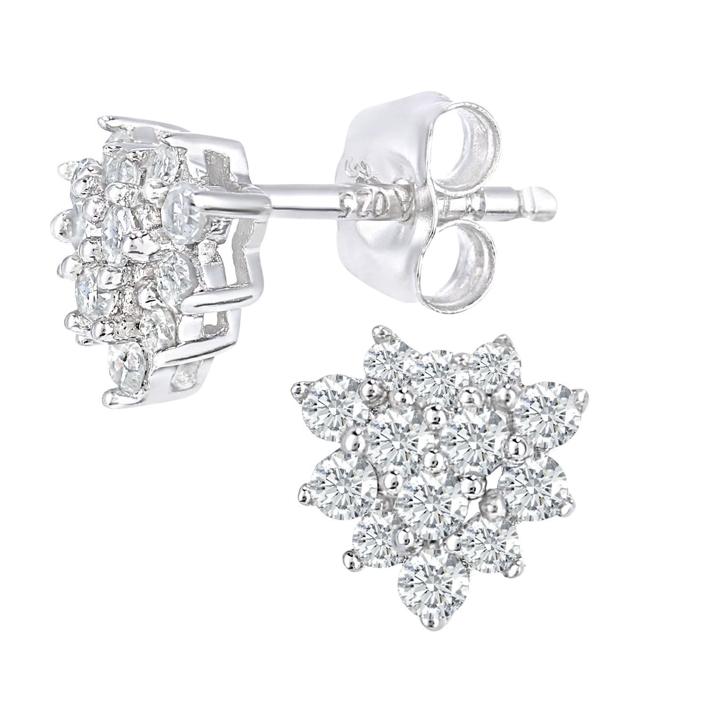 9ct White Gold  Round 0.28ct Diamond Cluster Stud Earrings - PE0AXL5545W
