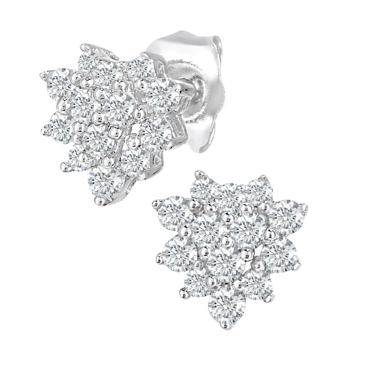 9ct White Gold  Round 0.28ct Diamond Cluster Stud Earrings - PE0AXL5545W