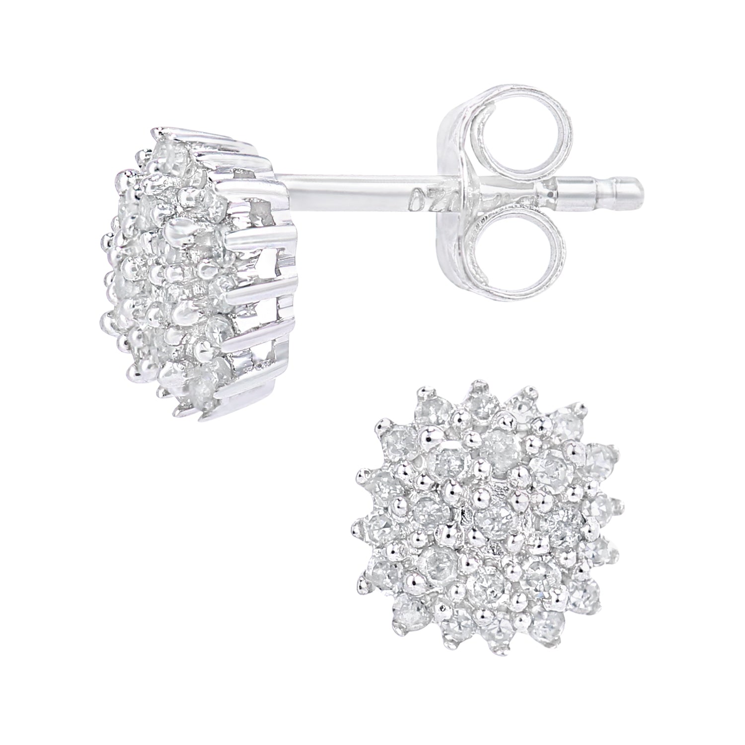 9ct White Gold  Round 20pts Diamond Cluster Stud Earrings - PE0AXL5550W