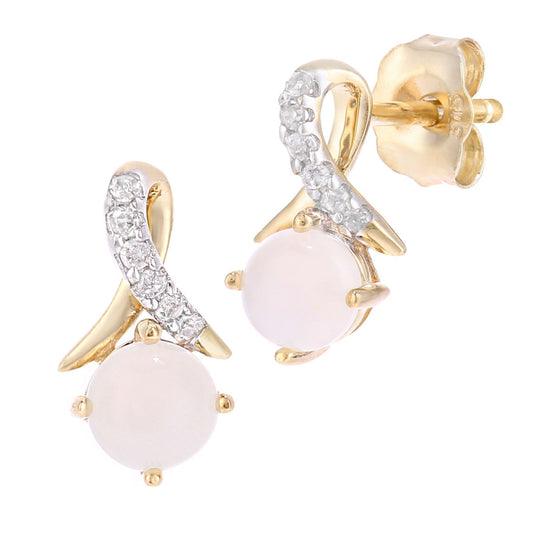 9ct Gold  5pts Diamond 4pts Opal Kiss Crossover Stud Earrings - PE0AXL5560YOP