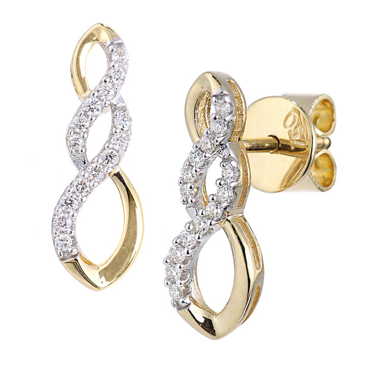 18ct Gold  Round 10pts Diamond Infinity Drop Earrings - PE0AXL5568Y18