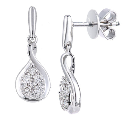 18ct White Gold  20pts Diamond Pave Tears of Joy Drop Earrings - PE0AXL5576W18