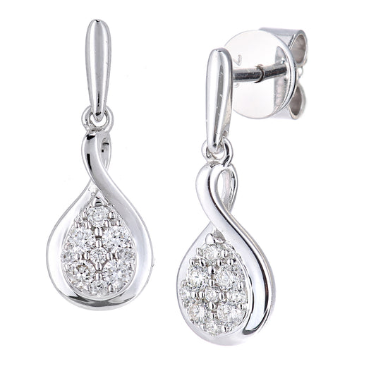 18ct White Gold  20pts Diamond Pave Tears of Joy Drop Earrings - PE0AXL5576W18