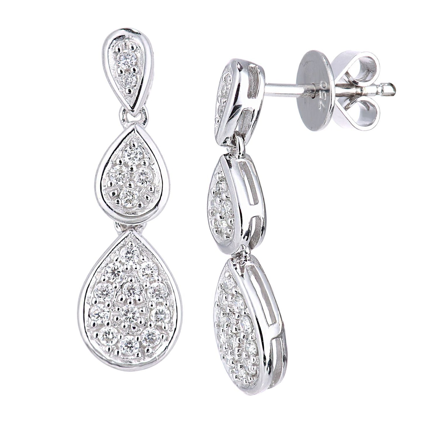 18ct White Gold  Round 1/4ct Diamond Teardrop Drop Earrings - PE0AXL5587W18