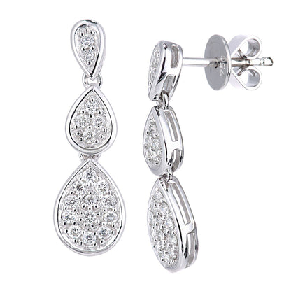 18ct White Gold  Round 1/4ct Diamond Teardrop Drop Earrings - PE0AXL5587W18