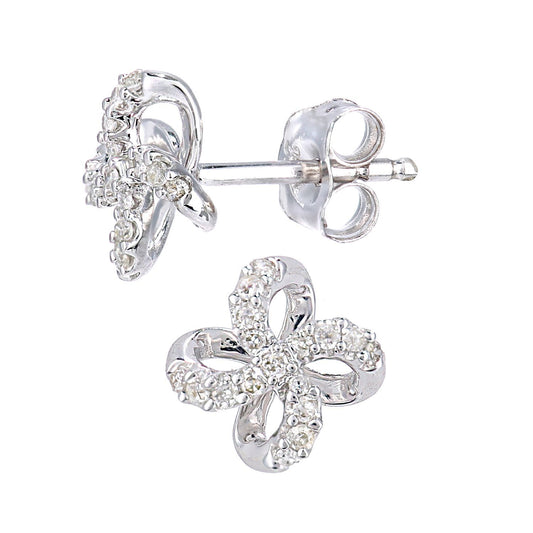 9ct White Gold  Round 15pts Diamond Flower Stud Earrings - PE0AXL5589W