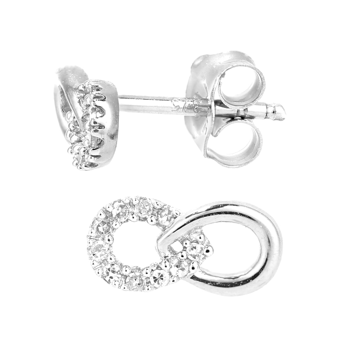 9ct White Gold  Round 5pts Diamond Infinity Stud Earrings - PE0AXL5597W