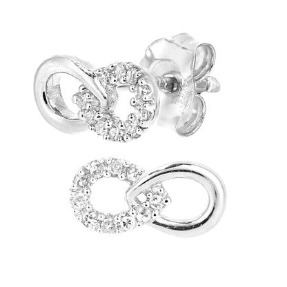 9ct White Gold  Round 5pts Diamond Infinity Stud Earrings - PE0AXL5597W