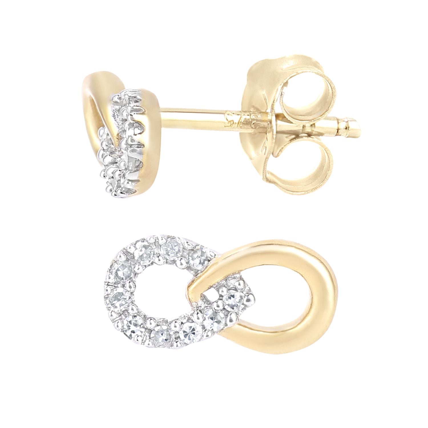 9ct Gold  Round 5pts Diamond Infinity Stud Earrings - PE0AXL5597Y