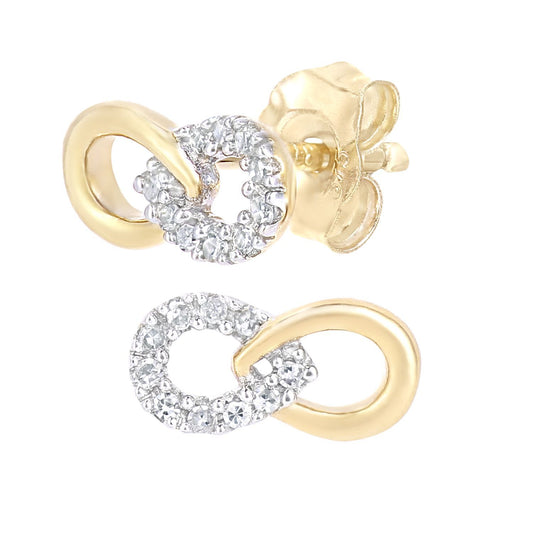 9ct Gold Round 5pts Diamond Infinity Stud Earrings - PE0AXL5597Y