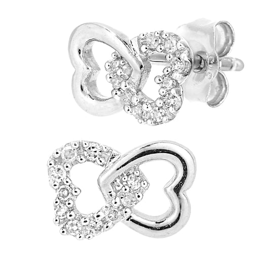 9ct White Gold  Round 6pts Diamond Heart Stud Earrings - PE0AXL5599W
