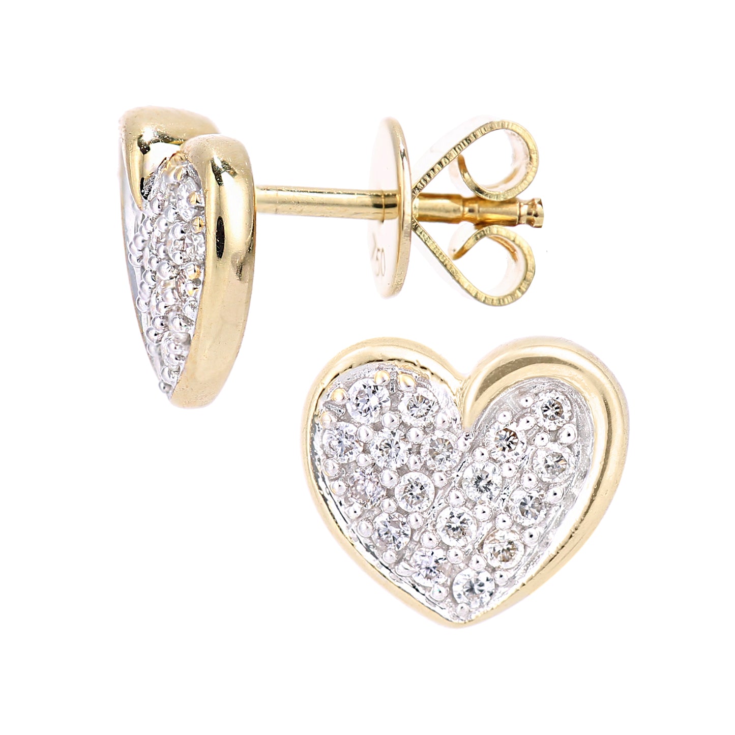 18ct Gold  Round 20pts Diamond Heart Stud Earrings - PE0AXL5605Y18