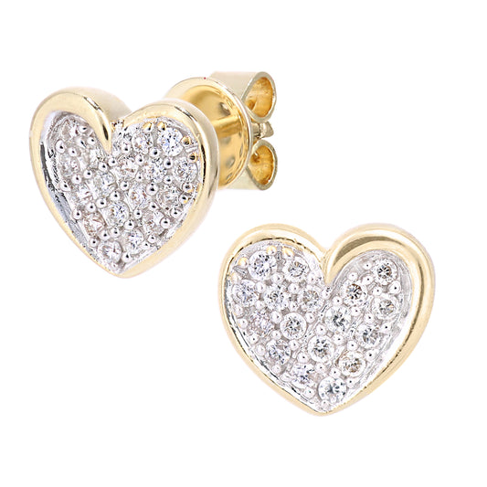 18ct Gold  Round 20pts Diamond Heart Stud Earrings - PE0AXL5605Y18