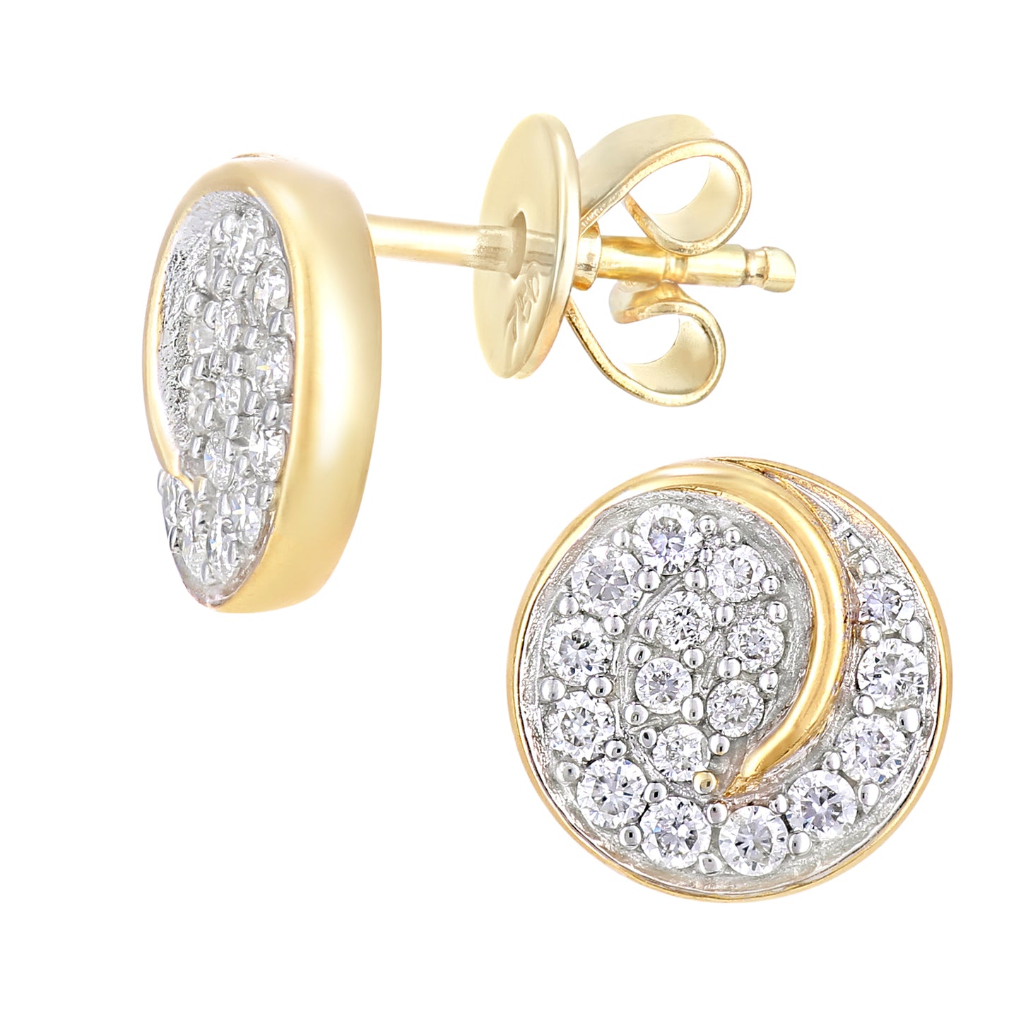 18ct Gold  Round 0.3ct Diamond Circle Stud Earrings - PE0AXL5607Y18