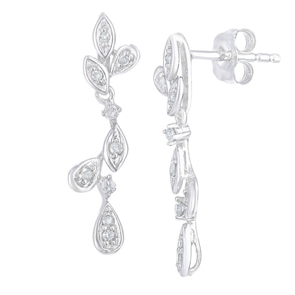 9ct White Gold  Round 10pts Diamond Teardrop Drop Earrings - PE0AXL5618W