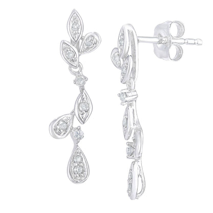 9ct White Gold  Round 10pts Diamond Teardrop Drop Earrings - PE0AXL5618W