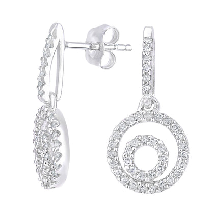 9ct White Gold  Round 1/3ct Diamond Circle Drop Earrings - PE0AXL5639W