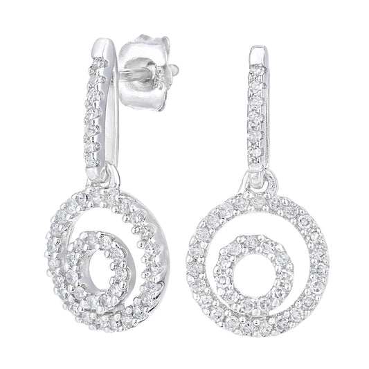 9ct White Gold  Round 1/3ct Diamond Circle Drop Earrings - PE0AXL5639W