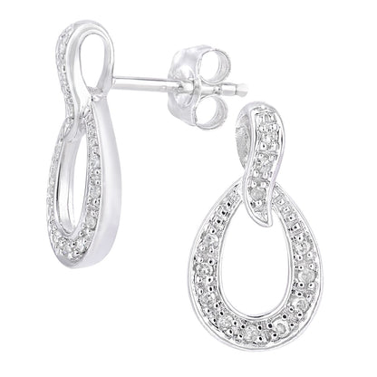 9ct White Gold  Round 10pts Diamond Teardrop Stud Earrings - PE0AXL5646W