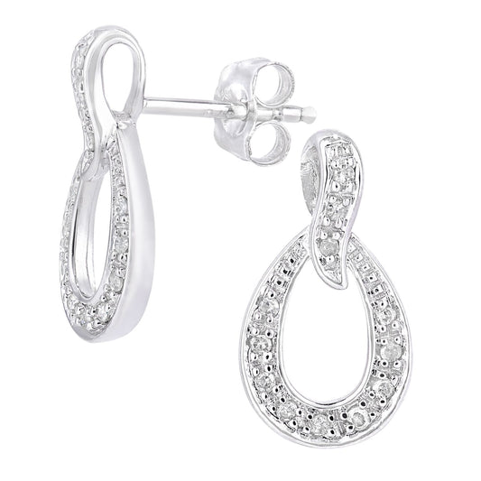 9ct White Gold  Round 10pts Diamond Teardrop Stud Earrings - PE0AXL5646W