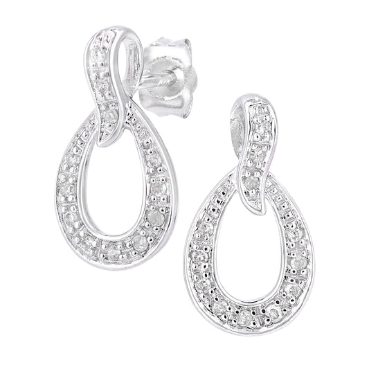 9ct White Gold  Round 10pts Diamond Teardrop Stud Earrings - PE0AXL5646W