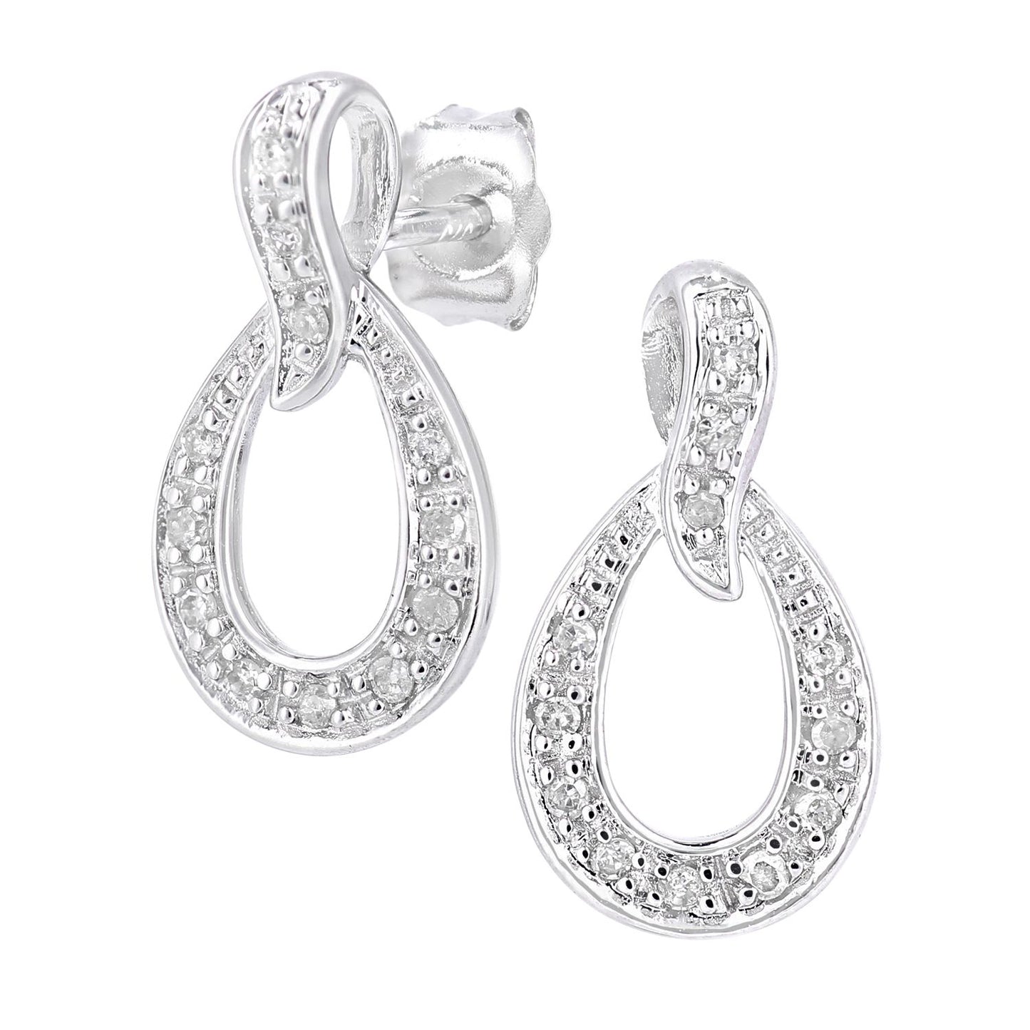 9ct White Gold  Round 10pts Diamond Teardrop Stud Earrings - PE0AXL5646W