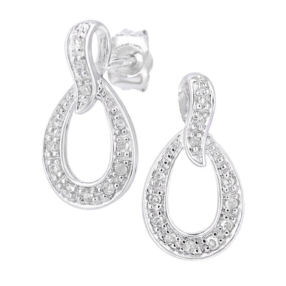 9ct White Gold  Round 10pts Diamond Teardrop Stud Earrings - PE0AXL5646W