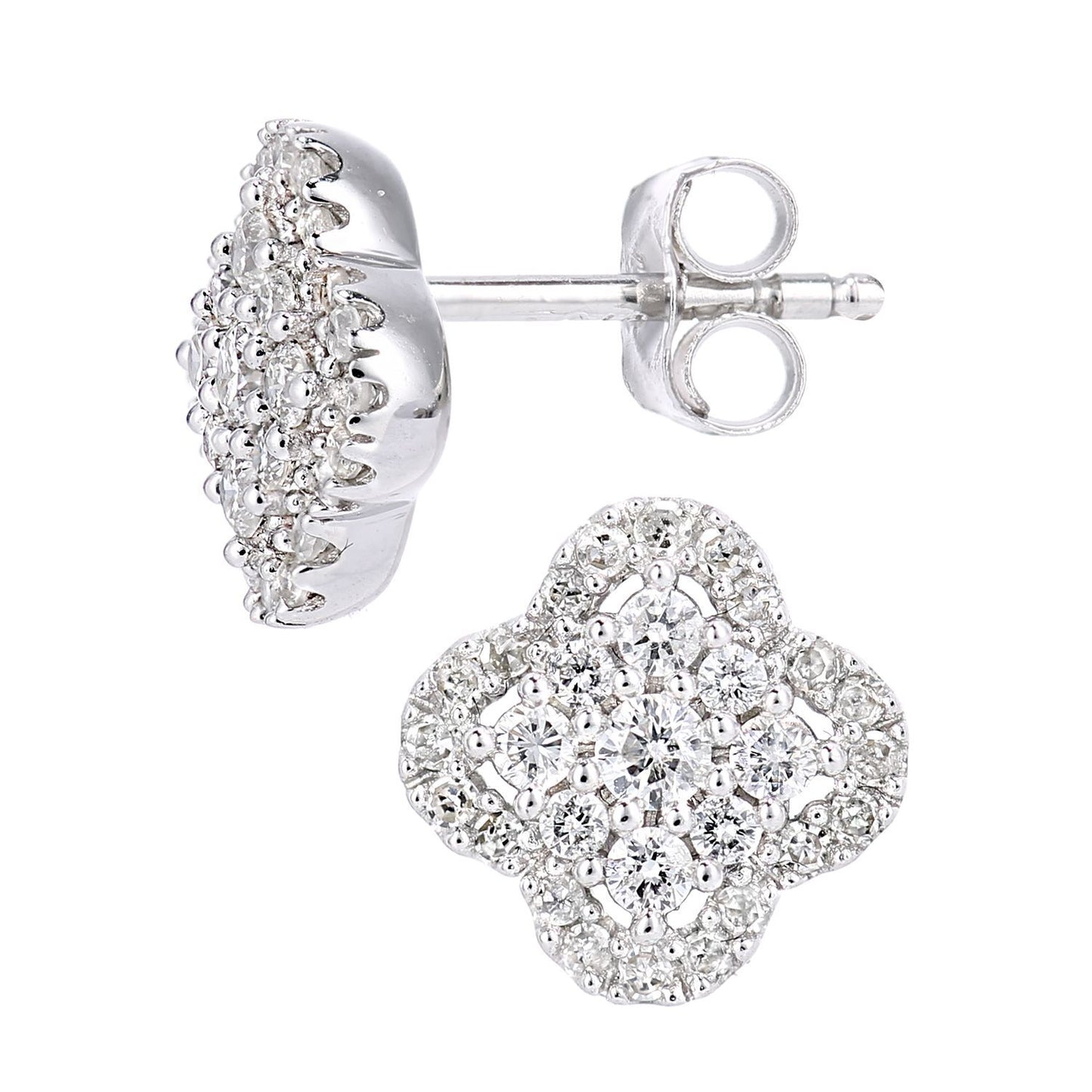 9ct White Gold  Round 0.41ct Diamond Halo Stud Earrings - PE0AXL5661W