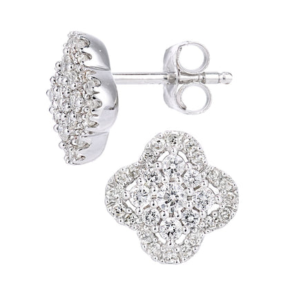 9ct White Gold  Round 0.41ct Diamond Halo Stud Earrings - PE0AXL5661W