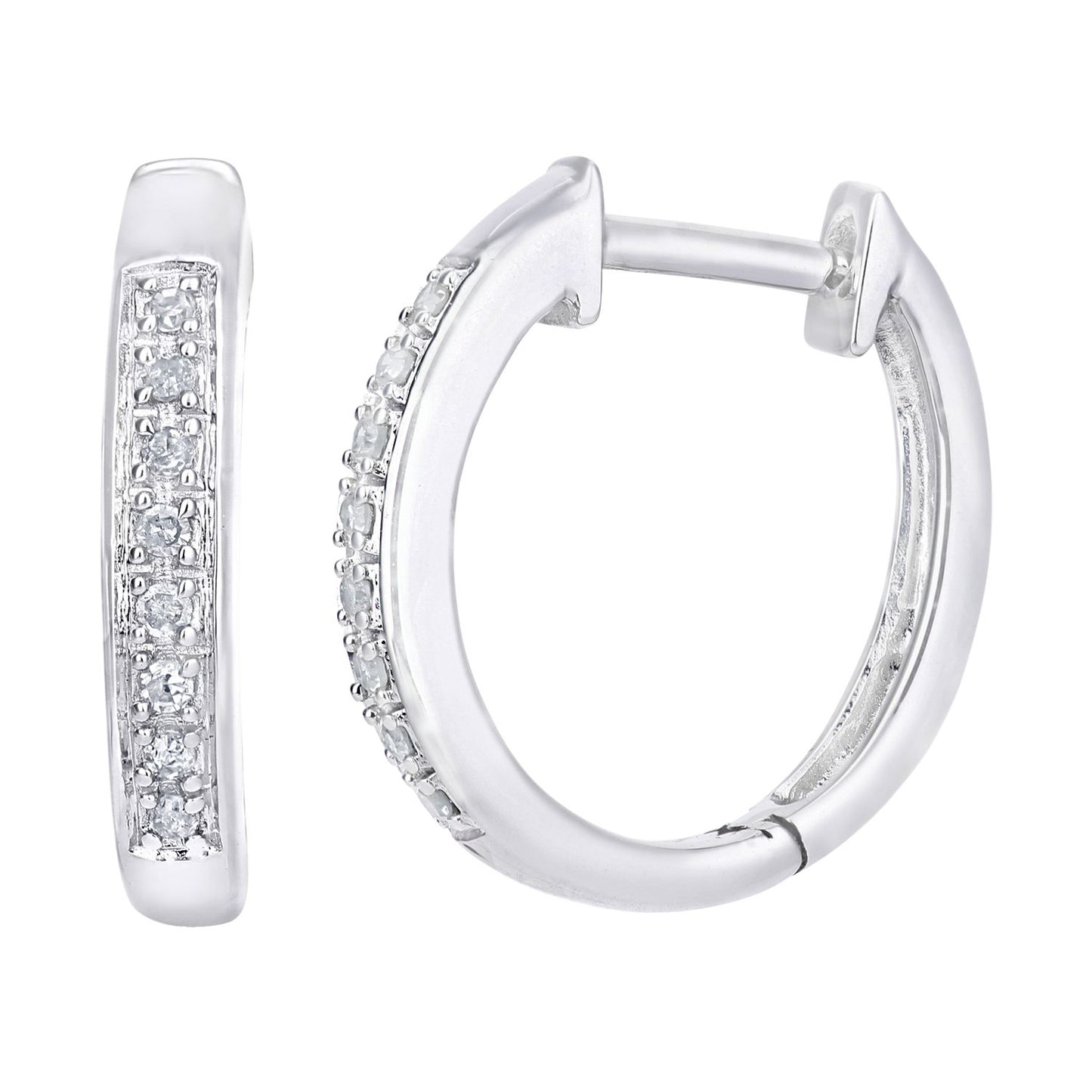9ct White Gold  6pts Diamond 8 Stone Eternity Hoop Earrings 2.5mm - PE0AXL5743W