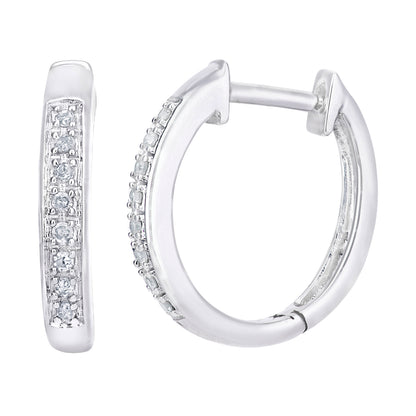 9ct White Gold  6pts Diamond 8 Stone Eternity Hoop Earrings 2.5mm - PE0AXL5743W