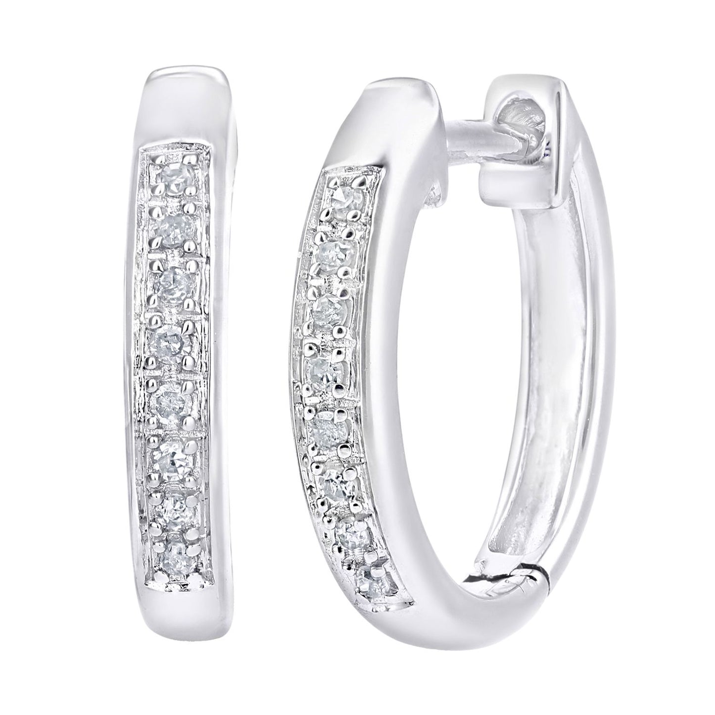 9ct White Gold  6pts Diamond 8 Stone Eternity Hoop Earrings 2.5mm - PE0AXL5743W