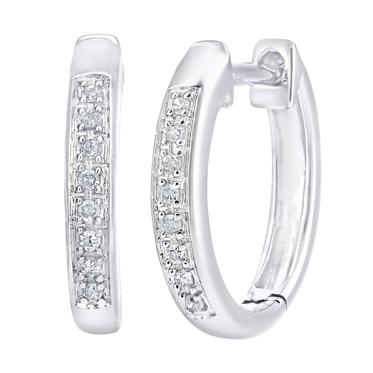 9ct White Gold  6pts Diamond 8 Stone Eternity Hoop Earrings 2.5mm - PE0AXL5743W
