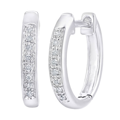 9ct White Gold  6pts Diamond 8 Stone Eternity Hoop Earrings 2.5mm - PE0AXL5743W