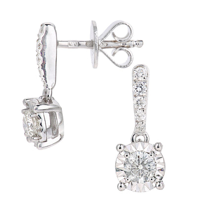 18ct White Gold  Round 1/4ct Diamond Solitaire Drop Earrings - PE0AXL5750W18