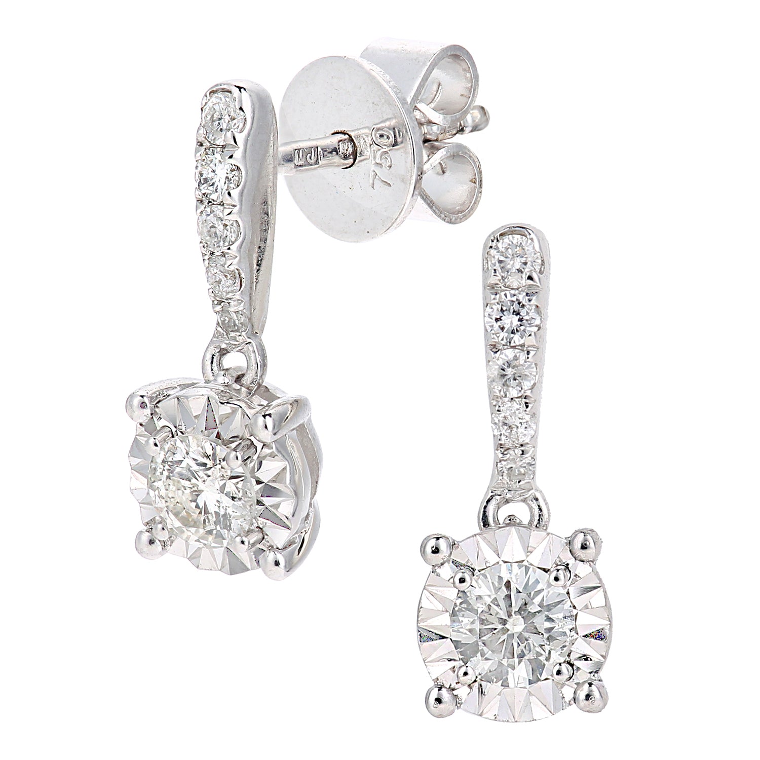 18ct White Gold  Round 1/4ct Diamond Solitaire Drop Earrings - PE0AXL5750W18