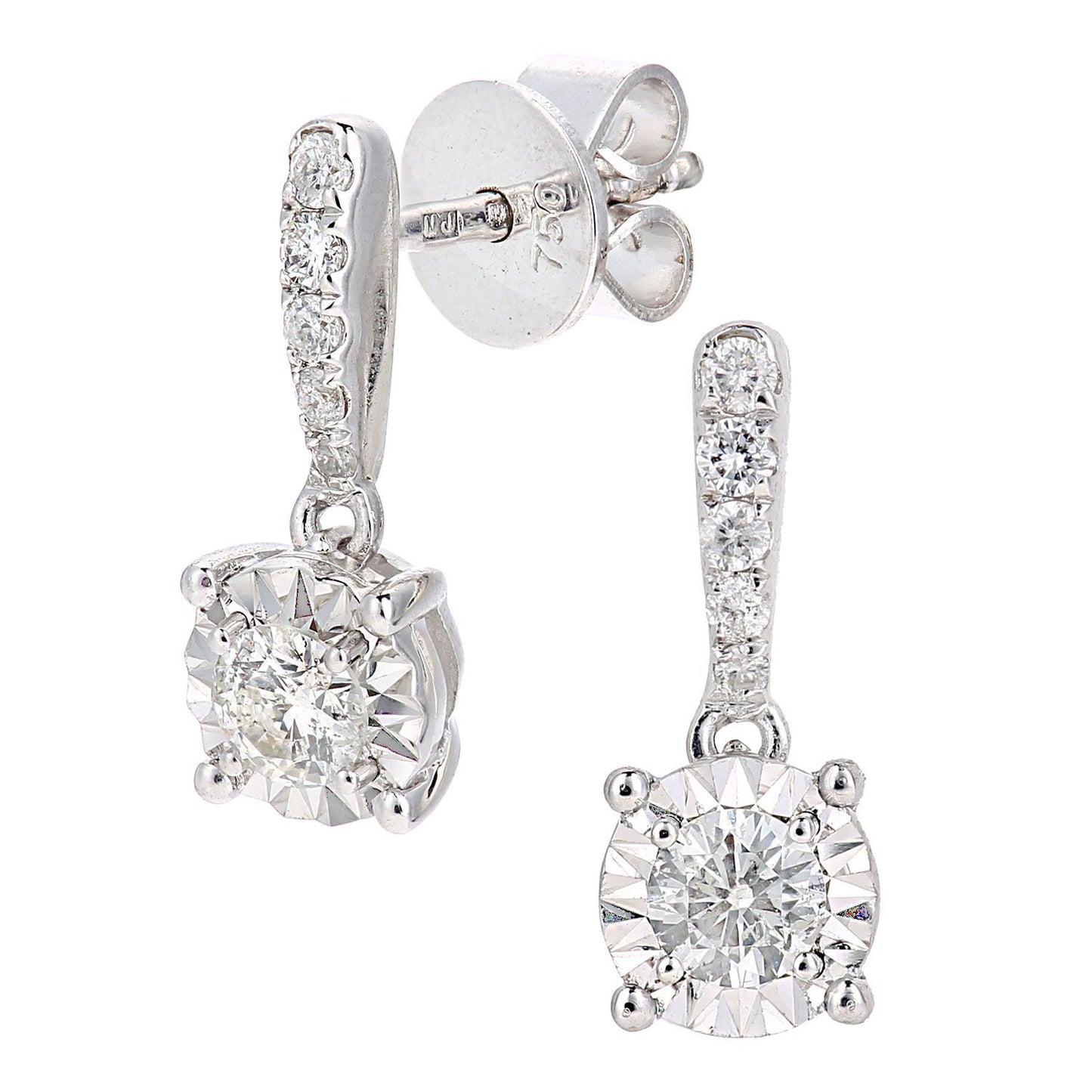 18ct White Gold  Round 1/4ct Diamond Solitaire Drop Earrings - PE0AXL5750W18
